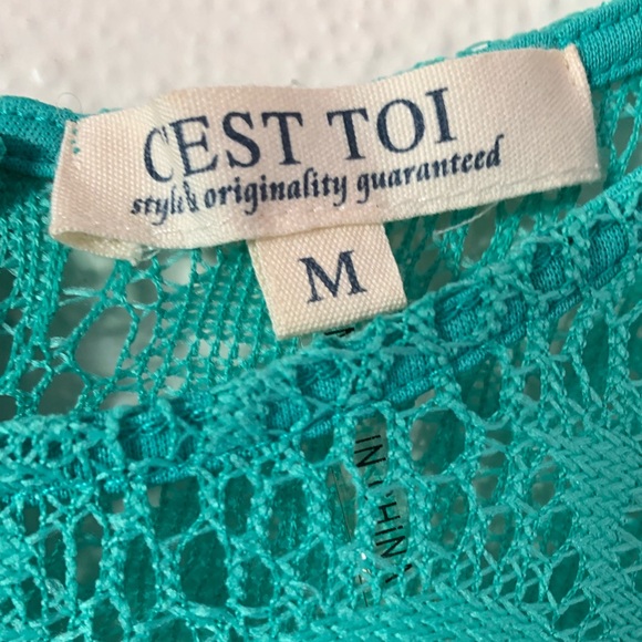Green mesh top from C’EST TOI in a size medium. - Picture 3 of 3